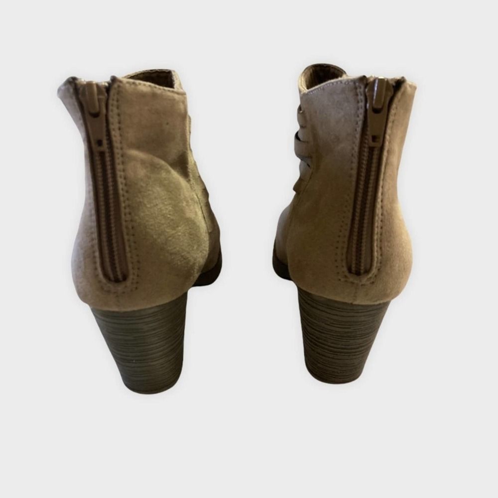 BC Footwear Tan Suede Chunky Heel Ankle Boot - Picture 6 of 6